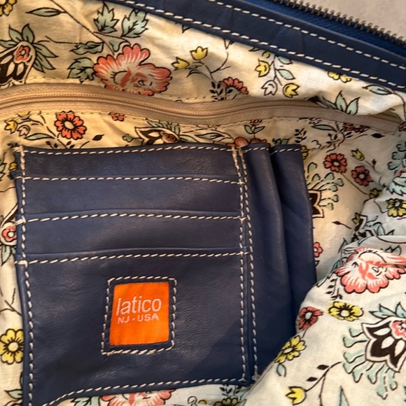 Navy blue leather shoulder bag - Picture 5 of 8